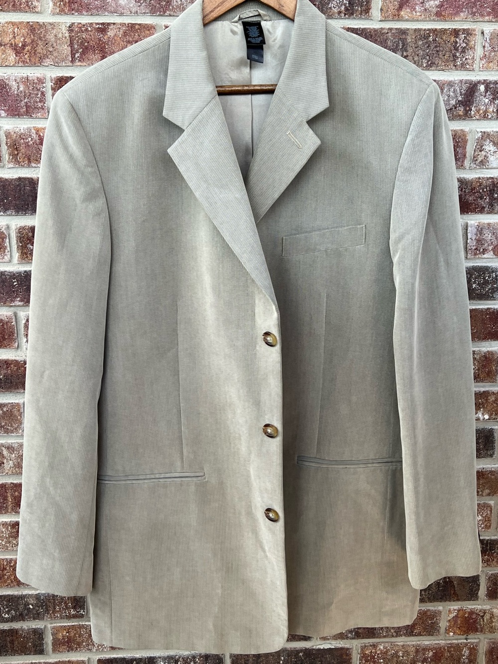Herringbone Blazer Jacket Khaki Tan Beige 42L